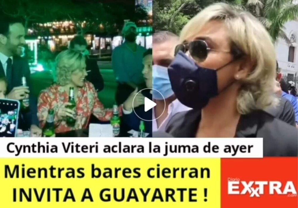 Cynthia Viteri chupa sin mascarillas guayarte memes invita Licor Cristal bares
